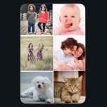 Family Photos Collage Magnet<br><div class="desc">Familjefotokollage som består av sex kvadratfoton. Byt enkelt ut mallen mot dina egna minnesvärda foton. Gute-foton av familj,  husdjur och vänner gör en elegant på jul,  hemmaplan eller på årsdagar eller souvenir-gåva till mormor.</div>