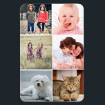 Family Photos Collage Magnet<br><div class="desc">Familjefotokollage som består av sex kvadratfoton. Byt enkelt ut mallen mot dina egna minnesvärda foton. Gute-foton av familj,  husdjur och vänner gör en elegant på jul,  hemmaplan eller på årsdagar eller souvenir-gåva till mormor.</div>