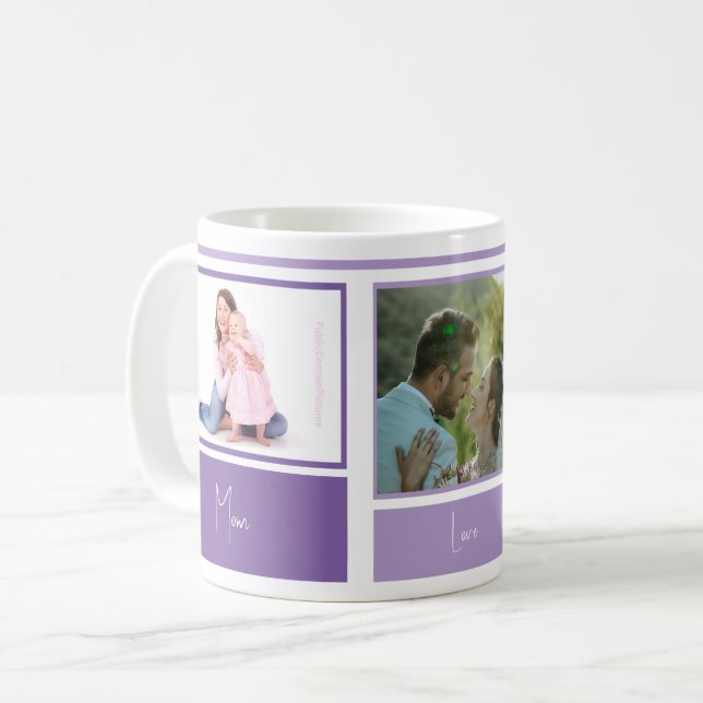 Family Photos Lila Lavender Photo Kaffemugg (Framsida vänster)