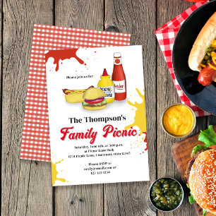 Family Picnic Summer BBQ-Anpassningsbar Inbjudningar