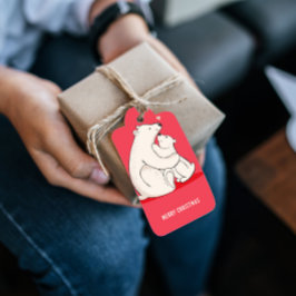 Family Polar Bear Red-Juletiketter Presentetikett