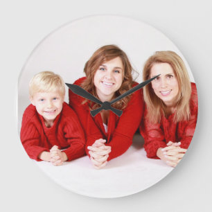 FAMILY PORTRÄTT ANPASSNINGSBAR PHOTO WALL CLOCK STOR KLOCKA