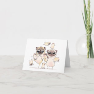 Family Porträtt Pug Card Kort