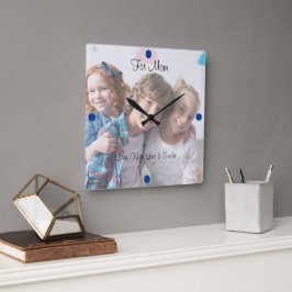 Family Porträtt Wall Clock Fyrkantig Klocka