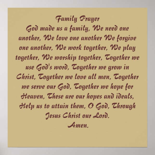 Family Prayer Poster (Framsidan)