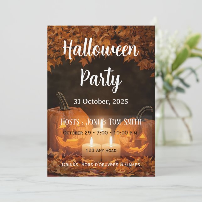 Family Pumpkin Carving Party Invitation  Halloween Inbjudningar (Stående Fram)