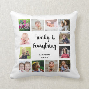 Family Quote 12 Photo Collage Kudde