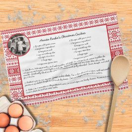 Family Recipe Helgdag Red White Scandinavian Photo Kökshandduk
