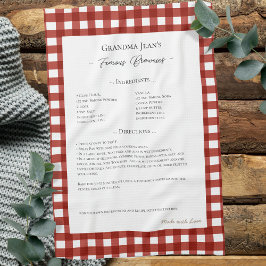 Family Recipe Keepsaké Heirloom Gingham Kökshandduk