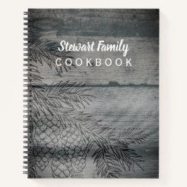 Family Recipes Cookbook Rustic Wood Pinecones