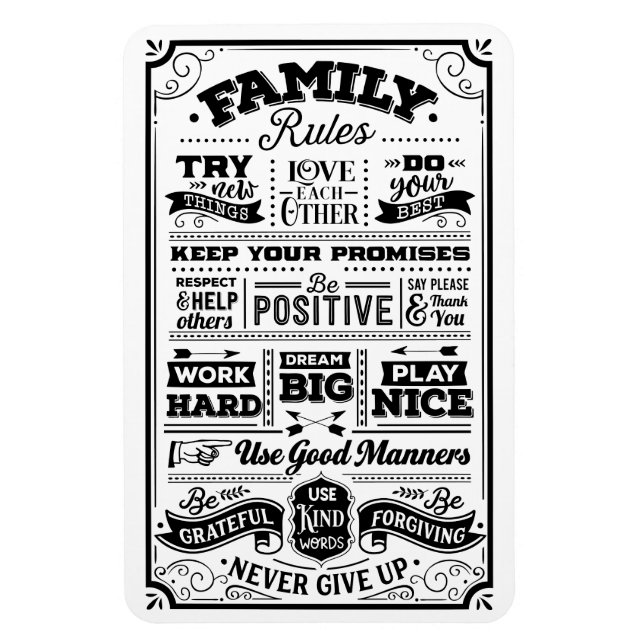 Family Regler Black and White Magnet (Vertikal)