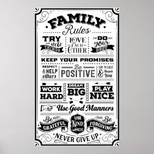 Family Regler Black and White Poster