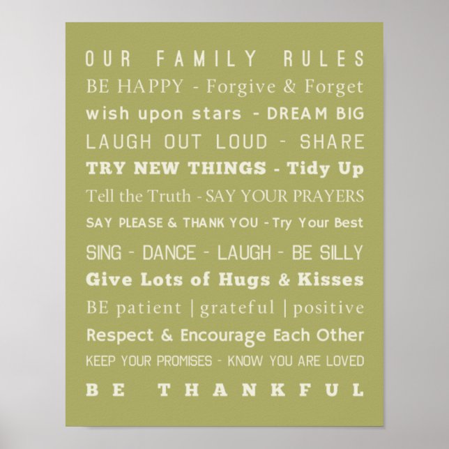Family Regler Poster (Framsidan)