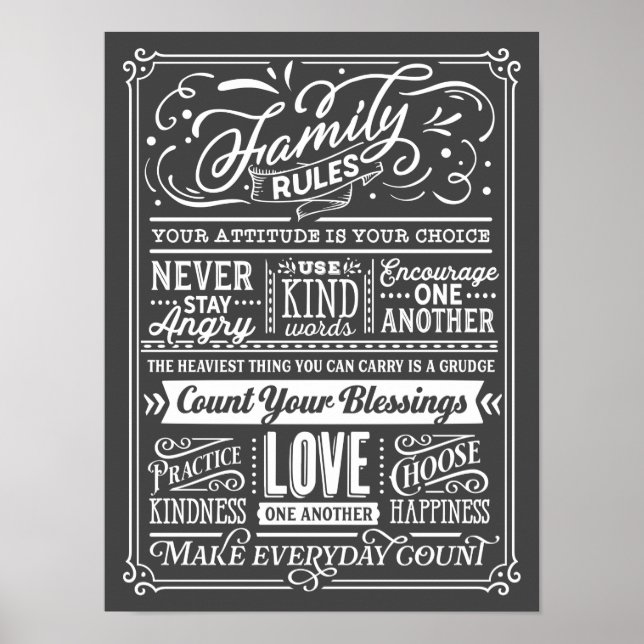 Family Regler Typography House Regler Cute Poster (Framsidan)