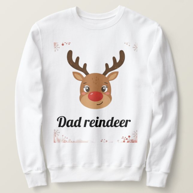 Family Reindeer Matching Mugs Lång Ärmad Tröja (Design framsida)
