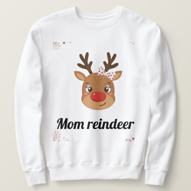 Family Reindeer Matching Mugs Lång Ärmad Tröja (Design framsida)