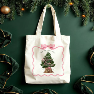 Family Retro Farm Fresh Julgranar Rosa Bow Tygkasse