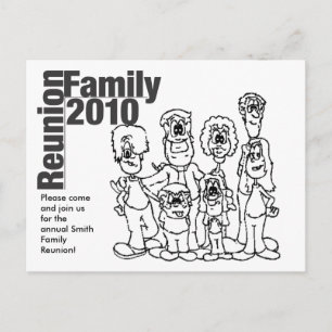 Family Reunion 2010 Coloring Inbjudan Vykort