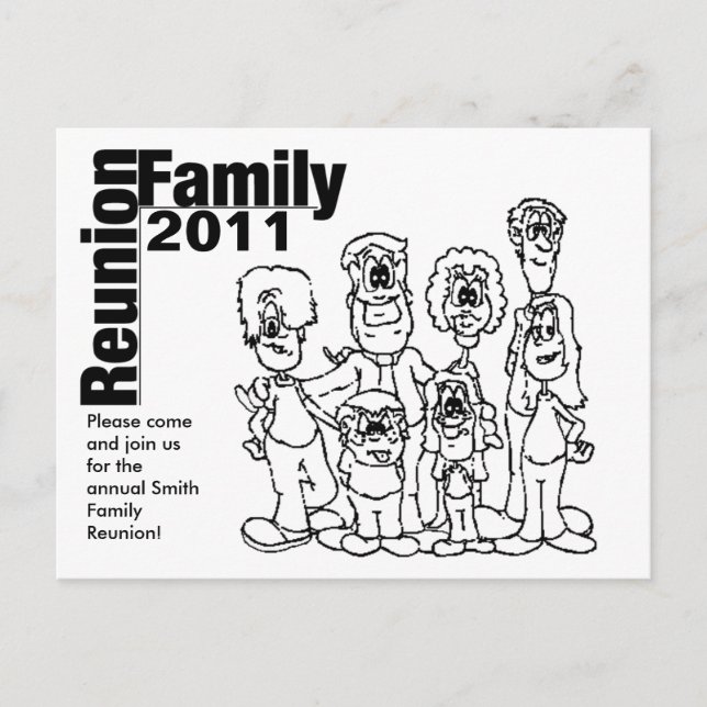 Family Reunion 2011 Coloring Inbjudan Vykort (Framsida)