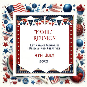 Family Reunion American Flagga Bunting 4:e juli-be Pappersservett