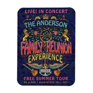 Family Reunion Band Retro 70s Cont Logotyp Namn Magnet