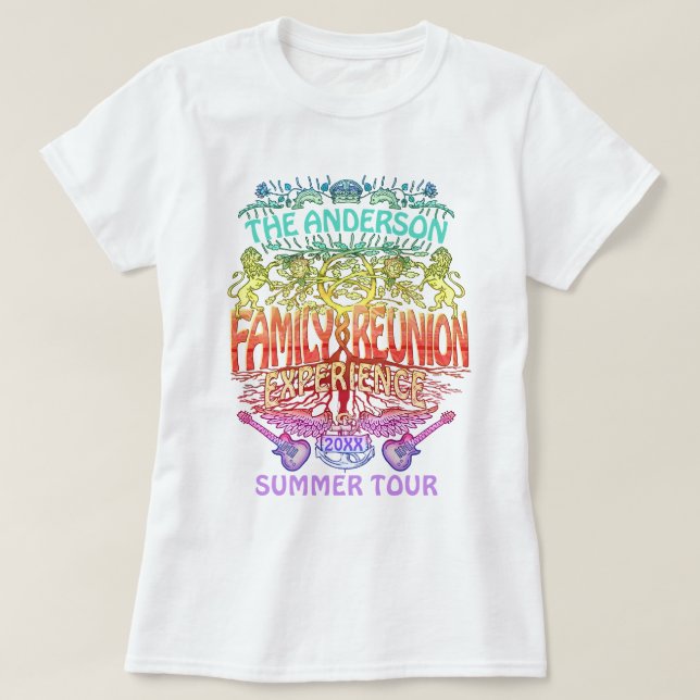 Family Reunion Band Retro 70s konsert Logotyp Neon T Shirt (Design framsida)