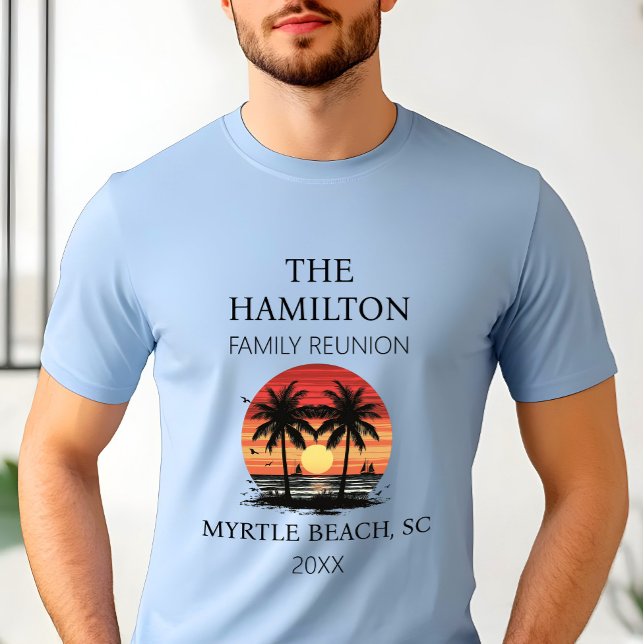 Family Reunion Beach Shirt T (Men's Beach Family Reunion  Custom date and location T-shirt with family names on back)