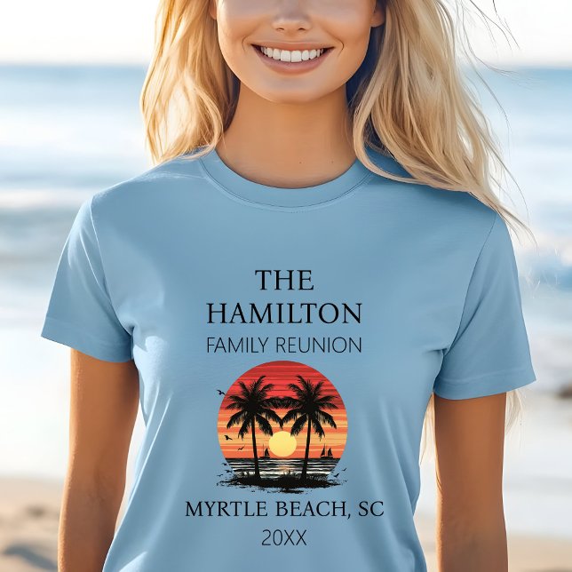 Family Reunion Beach Shirt T Shirt (Women's Beach Family Reunion  Custom date and location T-shirt with family names on back)