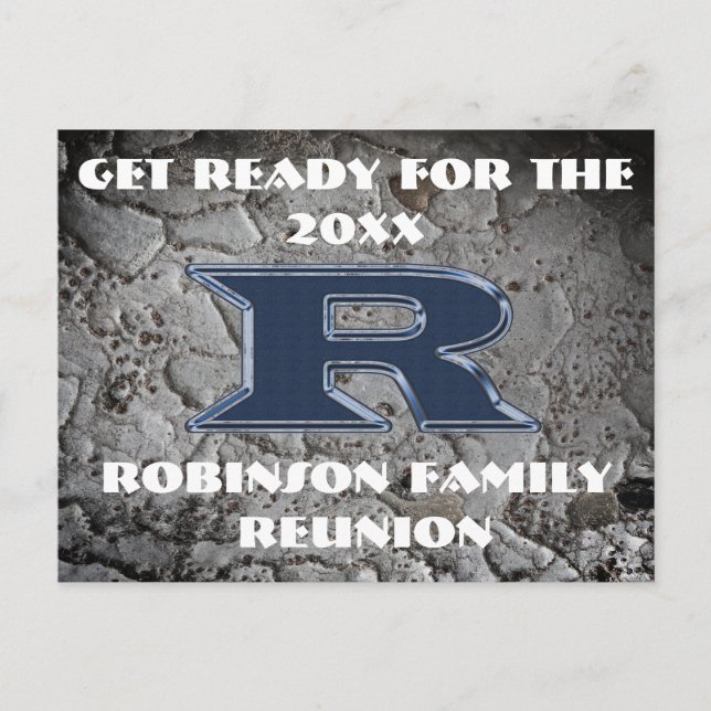 Family Reunion Blue Brev R Monogram-meddelande Vykort (Framsida)