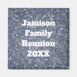 Family Reunion Blue Grått Mosaic Tile Keepsaké Magnet