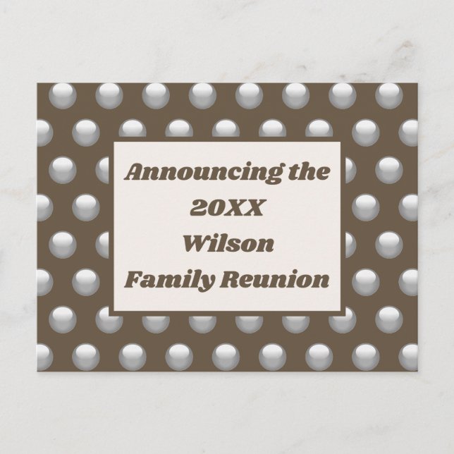 Family Reunion Brown Silver Polka Dot-meddelande Vykort (Framsida)