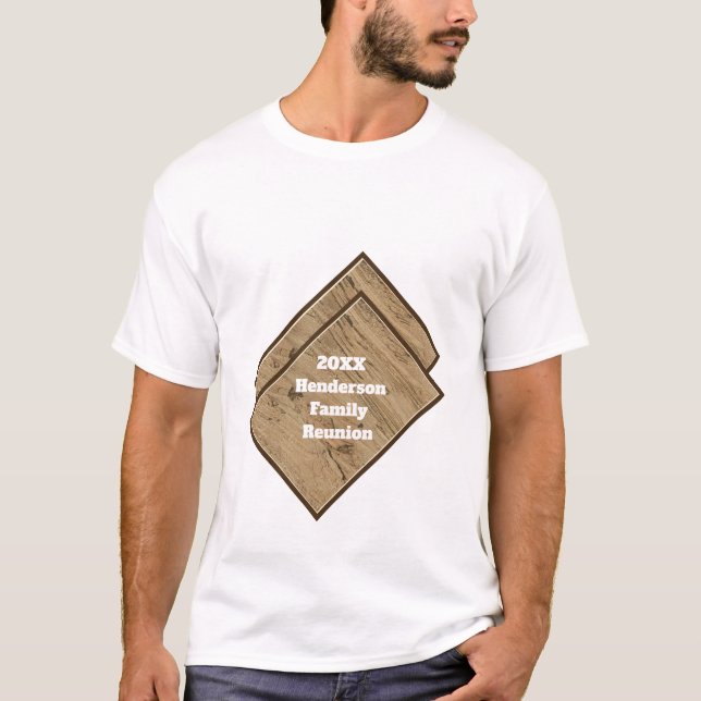 Family Reunion Brown Woodgrain-händelse utomhus T Shirt (Framsida)