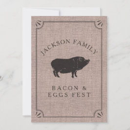 Family Reunion Brunch Rustic Farm Vintage Gris Inbjudningar