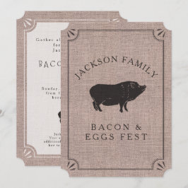 Family Reunion Brunch Rustic Farm Vintage Gris Inbjudningar