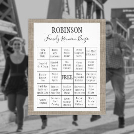 Family Reunion Burlap Bingo-spel Flygblad