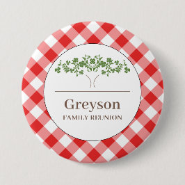 Family Reunion Buttons Red Gingham Theme Knapp