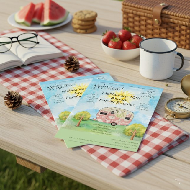 Family Reunion Camping Helg Inbjudningar (Family Reunion Camping Weekend Invitation)