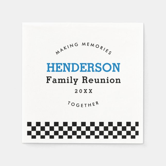 Family Reunion Checkered Black And White Retro Pappersservett (Framsidan)