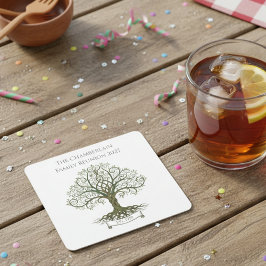 Family Reunion Coaster – Symbolic Family Tree Underlägg Papper Kvadrat