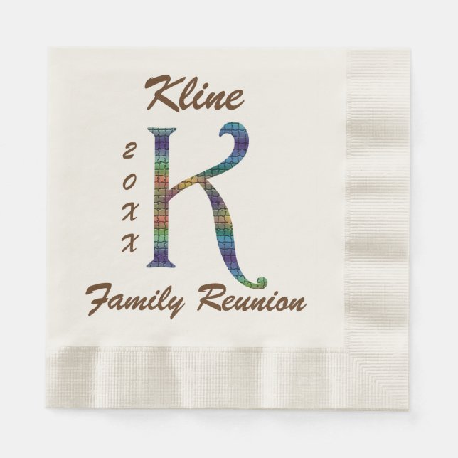 Family Reunion Colorful Brev K Monogram Initial Pappersservett (Framsidan)