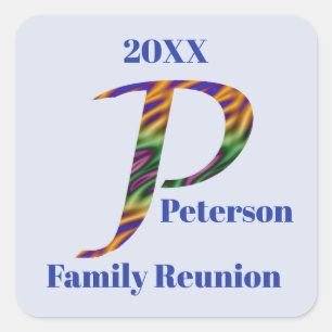 Family Reunion Colorful Brev P Monogram Initial Fyrkantigt Klistermärke