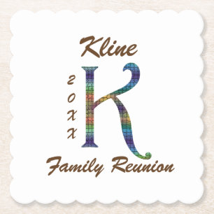 Family Reunion Colorful Mosaic Brev K Monogram Underlägg Papper