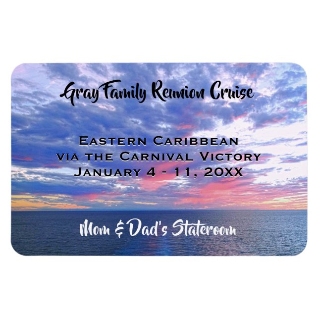 Family Reunion Cruise Cabin Marker Ocean Sunset Magnet (Horisontell)