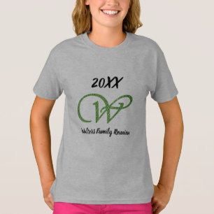 Family Reunion Cursive Grönt Brev W Monogram T Shirt
