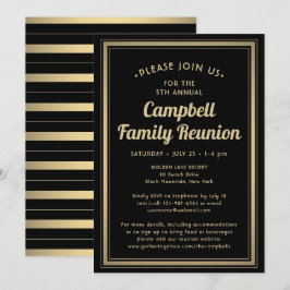 Family Reunion Elegant Black och Guld Borderade Inbjudningar