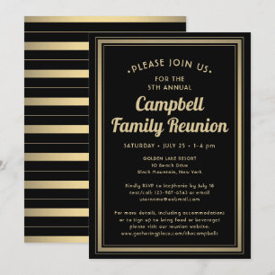Family Reunion Elegant Black och Guld Borderade Inbjudningar