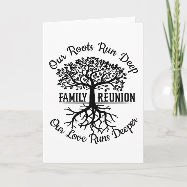 Family Reunion Family Tree Heart Roots Kort (Framsida)