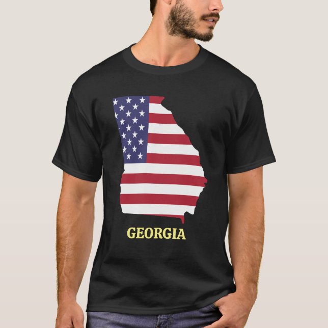 FAMILY REUNION GEORGIA Rött vitt blått USA flagga T Shirt (Framsida)