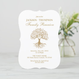 Family Reunion gold and white Invitation Inbjudningar