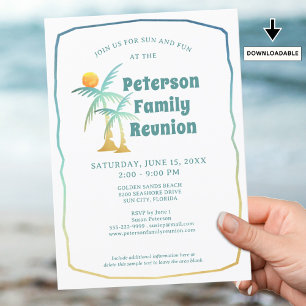 Family Reunion Handflatan Träd Beach Tropical Inbjudningar
